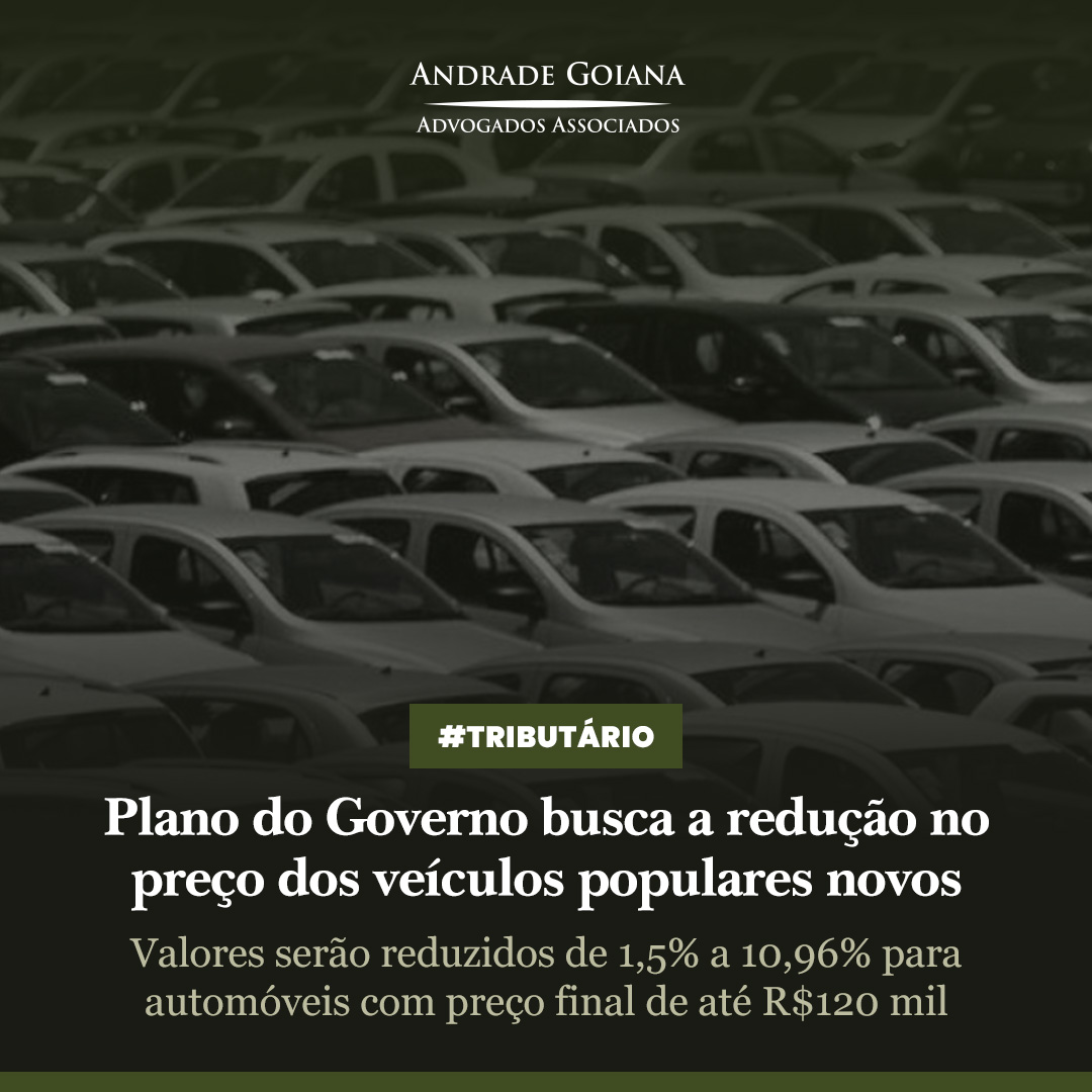 Plano do Governo busca a redução no preço dos veículos populares novos
