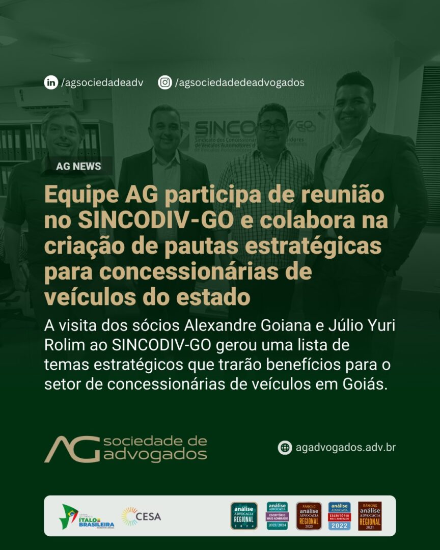 Equipe AG participa de reunião no SINCODIV-GO e colabora na criação de pautas estratégicas para concessionárias de veículos do estado